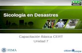 Sicología en Desastres Capacitación Básica CERT Unidad 7.
