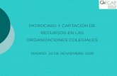 PATROCINIO Y CAPTACIÓN DE RECURSOS EN LAS ORGANIZACIONES COLEGIALES MADRID, 10 DE NOVIEMBRE 2009.