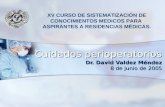 Cuidados perioperatorios Dr. David Valdez Méndez 8 de junio de 2005 XV CURSO DE SISTEMATIZACIÓN DE CONOCIMIENTOS MEDICOS PARA ASPIRANTES A RESIDENCIAS.