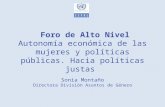 Foro de Alto Nivel Autonomía económica de las mujeres y políticas públicas. Hacia políticas justas Sonia Montaño Directora División Asuntos de Género.