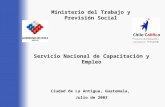 Ministerio del Trabajo y Previsión Social Servicio Nacional de Capacitación y Empleo Ciudad de La Antigua, Guatemala, Julio de 2003.