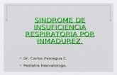 SINDROME DE INSUFICIENCIA RESPIRATORIA POR INMADUREZ. Dr. Carlos Paniagua C. Pediatra Neonatologo.