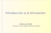 Introducción a la Simulación SIMULACIÓN Profesor: Ing. Jowel Cabrera Padilla.