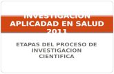 ETAPAS DEL PROCESO DE INVESTIGACION CIENTIFICA INVESTIGACION APLICADAD EN SALUD 2011.