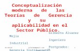 25/01/2014gilalme@gmail.com - cel 3006195556 1 Conceptualización moderna de las Teorías de Gerencia y su aplicabilidad en el Sector Público. Gilberto.
