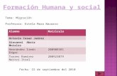 Formación Humana y social Tema: Migración Profesora: Estela Maza Navarro Fecha: 22 de septiembre del 2010 AlumnoMatricula Octavio Cesar Juárez Giovanni.