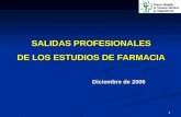 1 SALIDAS PROFESIONALES DE LOS ESTUDIOS DE FARMACIA Diciembre de 2006.