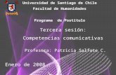 Universidad de Santiago de Chile Facultad de Humanidades Programa de Postítulo Tercera sesión: Competencias comunicativas Profesora: Patricia Salfate.