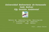 Matriz de Identificación, Descripción y Evaluación de Impactos. (Lazaro Lago Pérez) Prof.: Johnny Chacòn Universidad Bolivariana de Venezuela Sede Bolívar.