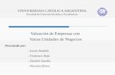 UNIVERSIDAD CATOLICA ARGENTINA Facultad de Ciencias Sociales y Económicas Valuación de Empresas con Varias Unidades de Negocios Presentado por: - Lucas.