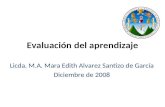 Evaluación del aprendizaje Licda. M.A. Mara Edith Alvarez Santizo de García Diciembre de 2008.