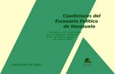 Condiciones del Escenario Político de Venezuela En base a los resultados de la encuesta nacional y de los focus groups de Agosto 2003 Septiembre de 2003.