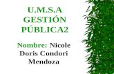 U.M.S.A GESTIÓN PÚBLICA2 Nombre: Nicole Doris Condori Mendoza.