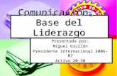 1 Presentada por: Miguel Grullón Presidente Internacional 2006-07 Activo 20-30 Comunicación, Base del Liderazgo.