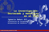 I. Nebot: Doctorado y maestrías en el EEES La investigación: Doctorado y maestrías en el EEES Ignacio Nebot Gil Vicerrector de Postgrado Universitat de.