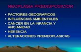 NEOPLASIA PREDISPOSICION FACTORES GEOGRAFICOS INFLUENCIAS AMBIENTALES CANCER EN LA INFANCIA Y ANCIANIDAD HERENCIA ALTERACIONES PRENEOPLASICAS.