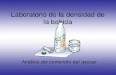 Laboratorio de la densidad de la bebida Análisis del contenido del azúcar.