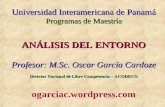 Universidad Interamericana de Panamá Programas de Maestría ANÁLISIS DEL ENTORNO Profesor: M.Sc. Oscar García Cardoze Director Nacional de Libre Competencia.