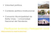 Voluntad política. Contexto político-institucional. Convenio Municipalidad de Bella Vista – Universidad Nacional del Nordeste. Planificacion territorial.