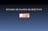 ESTADO DE FLUJOS DE EFECTIVO 1. DEFINICIÓN DE EFECTIVO EfectivoEfectivo: comprende tanto: Y los depósitos bancarios Bancos Cuentas Corrientes Depósitos.