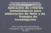 Curso-Taller: Aplicaci³n de criterios metodol³gicos para elaboraci³n de Tesis y de Trabajos de Investigaci³n M.A. Luz Ernestina Fierro Murga Chihuahua,