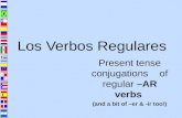 Present tense conjugations of regular –AR verbs (and a bit of –er & -ir too!) Los Verbos Regulares