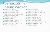 Formación en Comunicación Ciencias de la Comunicación: 115 Comunicación: 24 Ciencias y Técnicas de Comunicación: 14 Publicidad: 10 Periodismo: 7 Publicidad.