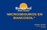 1 MICROSEGUROS EN BANCOSOL FOROMIC - BID 2007 San Salvador – El Salvador Octubre 2007.