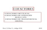 COFACTORES COFACTORES METÁLICOS COFACTORES DE OXIDACIÓN - REDUCCIÓN COFACTORES DE TRANSFERENCIA GRUPOS. Dra.C.I.Díaz V., código 4536. 2010.