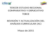 TERCER ESTUDIO REGIONAL COMPARATIVO Y EXPLICATIVO TERCE REVISIÓN Y ACTUALIZACIÓN DEL ANÁLISIS CURRICULAR (AC) Mayo de 2011.