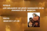 TITULO: LOS MILAGROS DE JESÚS NARRADOS EN EL EVANGELIO DE MARCOS. TEXTO: MARCOS 1.21-28.