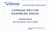 CONSEJO RECTOR ASAMBLEA ANUAL ZARAGOZA 10 de Junio de 2.005 AGRUPACIÓN ANDALUCIA Zaragoza 10 de Junio 2005.