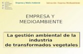 Empresa y Medio Ambiente Interacción Empresa-Medioambiente EMPRESA Y MEDIOAMBIENTE La gestión ambiental de la industria de transformados vegetales La gestión.