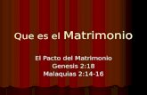 Que es el Matrimonio El Pacto del Matrimonio Genesis 2:18 Malaquias 2:14-16.