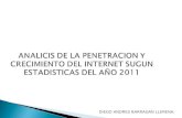 ANALICIS DE LA PENETRACION Y CRECIMIENTO DEL INTERNET SUGUN ESTADISTICAS DEL AÑO 2011 DIEGO ANDRES BARRAGAN LLERENA.