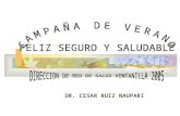 DR. CESAR RUIZ NAUPARI. INFORME DE LA CAMPAÑA DE VERANO FELIZ SEGURO Y SALUDABLE DE LA RED VENTANILLA 2005 La dirección de Red de Salud Ventanilla en.