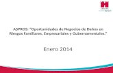 ASPROS: Oportunidades de Negocios de Daños en Riesgos Familiares, Empresariales y Gubernamentales. Enero 2014.