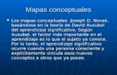 Mapas conceptuales Los mapas conceptuales Joseph D. Novak, basándose en la teoría de David Ausubel del aprendizaje significativo. Según Ausubel, el factor.