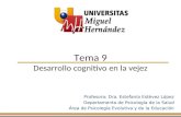 Tema 9 Desarrollo cognitivo en la vejez Profesora: Dra. Estefanía Estévez López Departamento de Psicología de la Salud Área de Psicología Evolutiva y de.