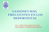 LESIONES MÁS FRECUENTES EN LOS DEPORTISTAS M. C. WILLIAM VARGAS CANO Especialistas en Medicina del Deporte.