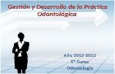 Gestión y Desarrollo de la Práctica Odontológica Año 2012-2013 5º Curso Odontología.