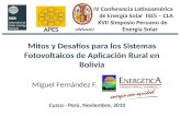 Mitos y Desafíos para los Sistemas Fotovoltaicos de Aplicación Rural en Bolivia.