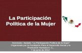 1 La Participación Política de la Mujer Seminario titulado: La Participación Política de la Mujer Organizado por la Fundación Para el Desarrollo Social.