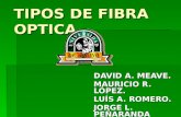 TIPOS DE FIBRA OPTICA DAVID A. MEAVE. MAURICIO R. LÓPEZ. LUÍS A. ROMERO. JORGE L. PEÑARANDA.