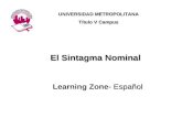 El Sintagma Nominal Español Learning Zone- Español UNIVERSIDAD METROPOLITANA Título V Campus.