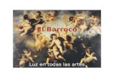 El Barroco Luz en todas las artes. El origen del Barroco El arte barroco nace en Italia y se extiende desde principios del siglo XVII hasta mediado el.