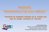 El proyecto está basado en la implementación de un hostal, el cual se encontrará ubicado en la ciudad de San José de Chimbo, provincia Bolívar. Ofreceremos.