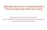 Agenda Interna de Competitividad y Productividad del Valle del Cauca Apuestas productivas priorizadas Para enfrentar los retos que plantean los mercados.