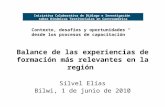 Balance de las experiencias de formación más relevantes en la región Sílvel Elías Bilwi, 1 de junio de 2010 Iniciativa Colaborativa de Diálogo e Investigación.