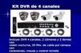 Kit DVR de 4 canales Incluye: DVR 4 canales, 2 cámaras y 2 domos con visión nocturna, 20 Mts. de cable por cámara con conexiones, mouse y control remoto.